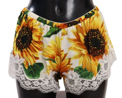 Dolce & Gabbana White Sunflower Lace Underwear Underwear