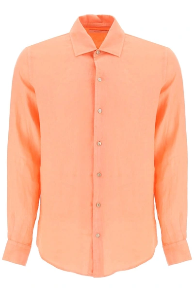 Agnona Linen Button-up Shirt In Orange