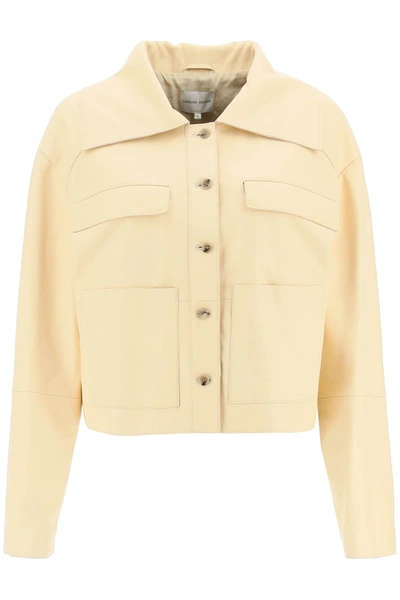 Loulou Studio Sulat Cropped Leather Jacket In Yellow