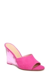 Veronica Beard Dali Lucite Wedge Slide Sandal In Fuchsia