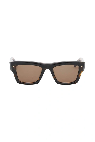 Valentino Rockstud Square-frame Sunglasses In Brown,black