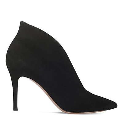 Gianvito Rossi Vania Suede Heeled Ankle Boots In Black
