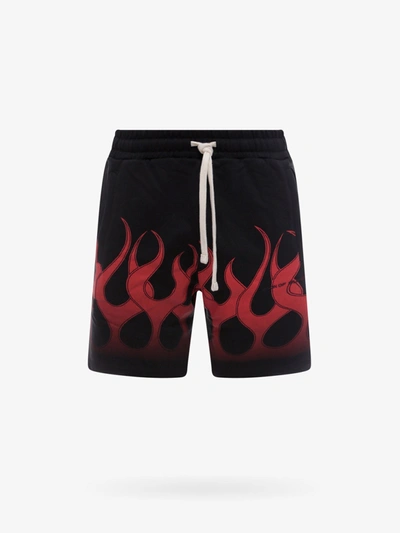 Vision Of Super Flame Print Brushed Cotton Jogger Shorts In Black