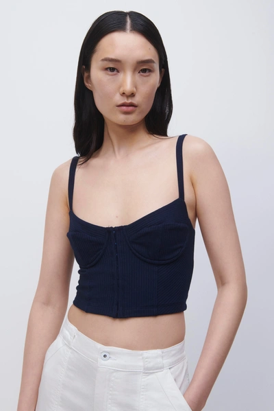 Jonathan Simkhai Dee Shaping Rib Bustier Top In Midnight