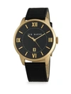 TED BAKER GOLDTONE STAINLESS STEEL & LEATHER ANALOG WATCH,0400093998715