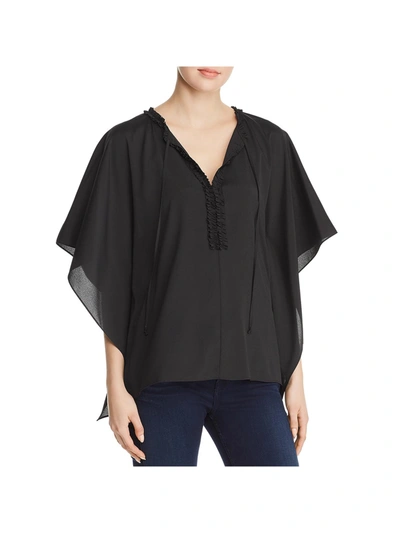 Le Gali Sage Womens V-neck Ruffled Blouse In Black
