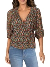 NOTES DU NORD NEEVE WOMENS FLORAL OPEN FRONT WRAP TOP