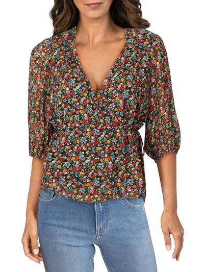 Notes Du Nord Neeve Womens Floral Open Front Wrap Top In Multi