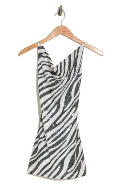 Asos Design Cowl Neck Cami Beach Mini Dress In Zebra Print-multi