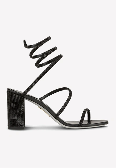 René Caovilla Cleo 80 Crystal Embellished Sandals In Black