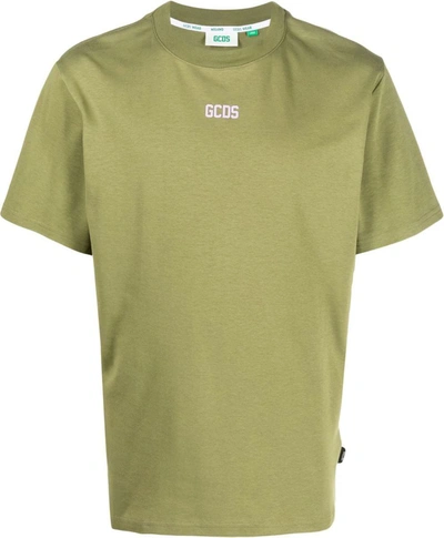 Gcds Logo-print Crew-neck T-shirt In Military