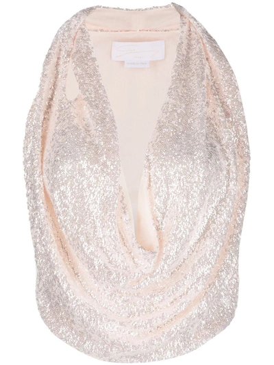 Genny Sequin-embellished Draped Top In Pink