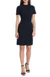 Maggy London Patch Pocket Short Sleeve Stretch Crepe Minidress In Twilight Navy