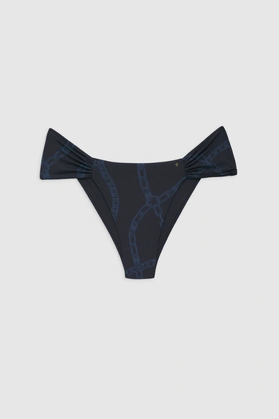 Anine Bing Naya Bikini Bottom In Navy Link Print