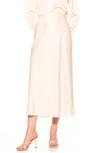 Alexia Admor Hunter Satin Midi Skirt In Oat