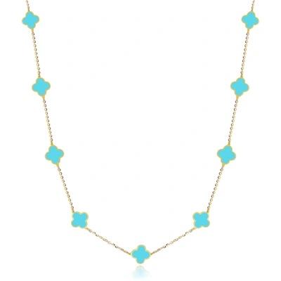The Lovery Mini Turquoise Clover Necklace In Blue