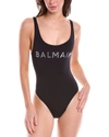 Balmain Logo Printed One Piece Swimsuit In Black