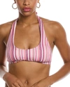 Splendid Lurex Stripe Halter Top In Pink