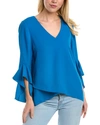 Vince Camuto Flutter Sleeve Crossover Top In Blue