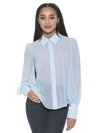 Alexia Admor Zayn Blouson Sleeve Button-up Shirt In Blue