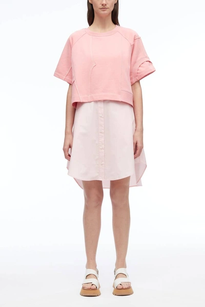 3.1 Phillip Lim Patched Sweatshirt Combo Dress In Flamingo Multi In Pink