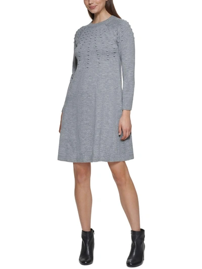 Jessica Howard Petites Womens Knit Short Sweaterdress In Grey
