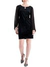 Connected Apparel Petites Womens Velvet Mini Cocktail And Party Dress In Black