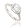 Suzy Levian Sterling Silver White Round Cut Cubic Zirconia Halo Ring