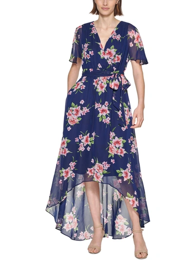 Jessica Howard Womens Chiffon Floral Maxi Dress In Multi