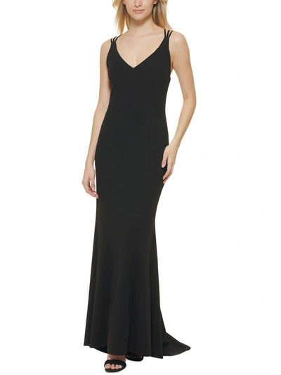 Calvin Klein Womens Knit V-neck Evening Dress In Black