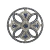 Suzy Levian Sterling Silver Sapphire & Diamond Accent Circle Medieval Brooch In Blue