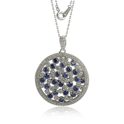 SUZY LEVIAN STERLING SILVER SAPPHIRE & DIAMOND ACCENT MULTI-CIRCLE PENDANT