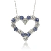 Suzy Levian Sterling Silver Sapphire & Diamond Accent Alternating Heart Eternity Pendant In Blue