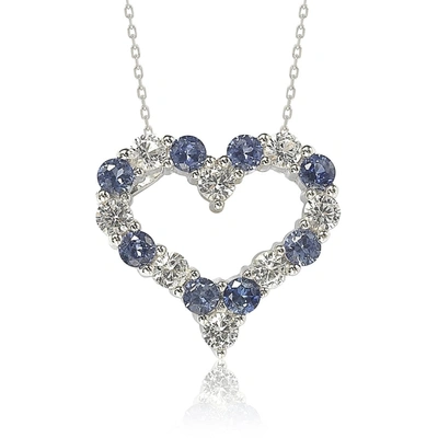 SUZY LEVIAN STERLING SILVER SAPPHIRE & DIAMOND ACCENT ALTERNATING HEART ETERNITY PENDANT