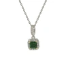 Suzy Levian Sterling Silver Green And White Cubic Zirconia Asscher Cut Pendant
