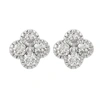 Suzy Levian White Gold 7/10 Cttw Diamond Clover Stud Earrings In White