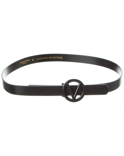 Valentino By Mario Valentino Baby Leather Belt In Black