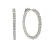 Suzy Levian Pave Cz Hoop Earrings In White