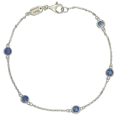 Suzy Levian Sapphire 1 Cttw Sterling Silver Station Bracelet In Blue
