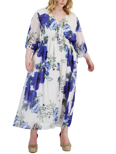 Taylor Plus Womens Chiffon Floral Maxi Dress In Multi