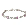 Suzy Levian Silver 0.02 Ct. Tw. Diamond & Sapphire Bracelet In Pink