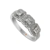 Suzy Levian Sterling Silver White Cubic Zirconia 3-stone Asscher-cut Band
