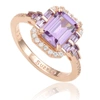 Suzy Levian Sterling Silver Emerald Cut White Cubic Zirconia Engagement Ring In Purple