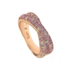 Suzy Levian Silver 0.02 Ct. Tw. Diamond & Sapphire Half-eternity Ring In Pink