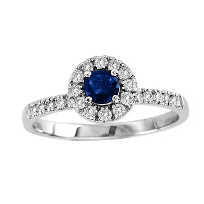 Suzy Levian 14k White Gold Blue Sapphire & Diamond Accent Petite Bridal Ring