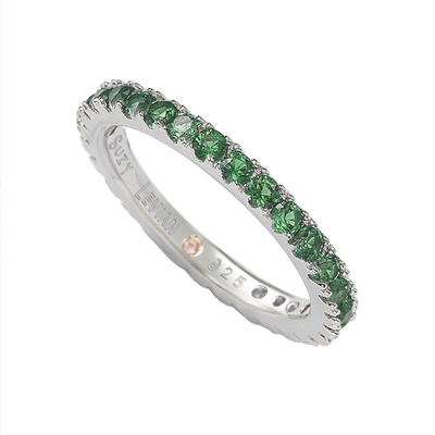 Suzy Levian Sterling Silver Green Cubic Zirconia Eternity Band