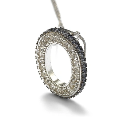 Suzy Levian Sterling Silver Sapphire & Diamond Accent Letter Pendant In Blue
