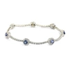 SUZY LEVIAN STERLING SILVER SAPPHIRE AND DIAMOND ACCENT FLOWER TENNIS BRACELET