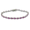 Suzy Levian Sterling Silver Oval-cut Pink Sapphire Tennis Bracelet
