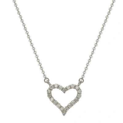 Suzy Levian 14k 0.25 Ct. Tw. Diamond Heart Necklace In White